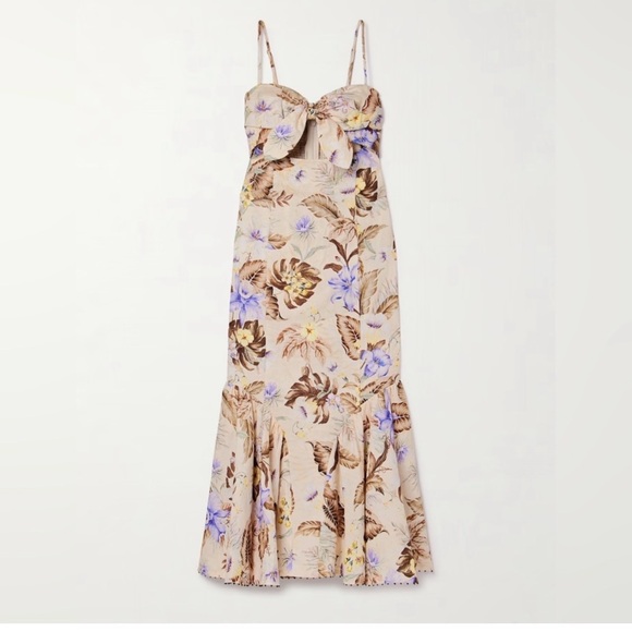 Zimmermann COCO TIE FRONT MIDI LINEN DRESS AU 1= US 6 NWOT - Picture 3 of 17